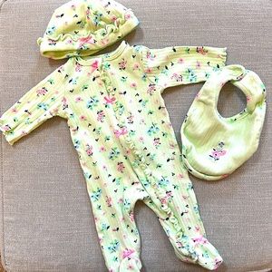 Newborn girl pajama 3pc set